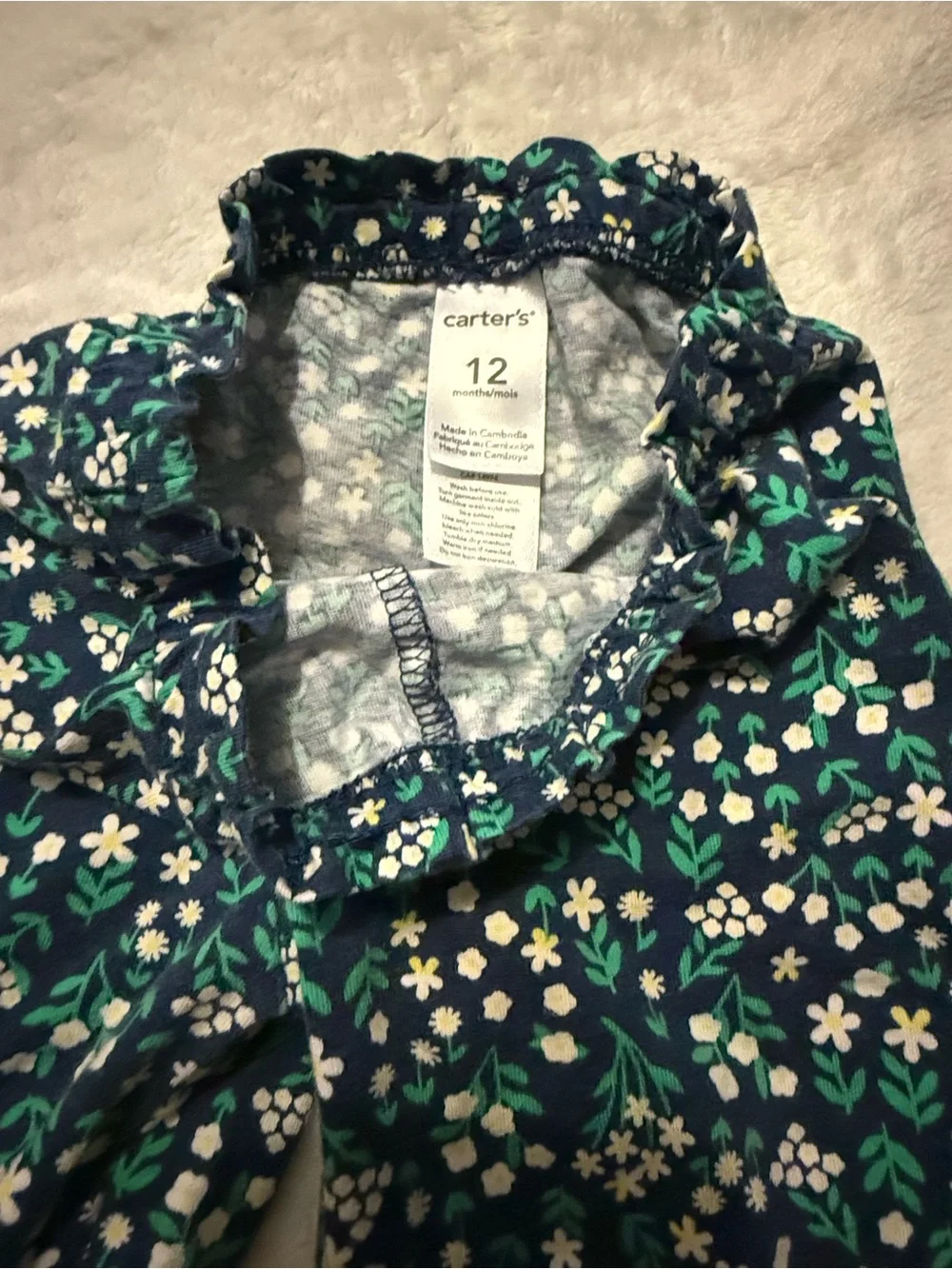 Carter's Navy Floral Print Elastic Waist Pants